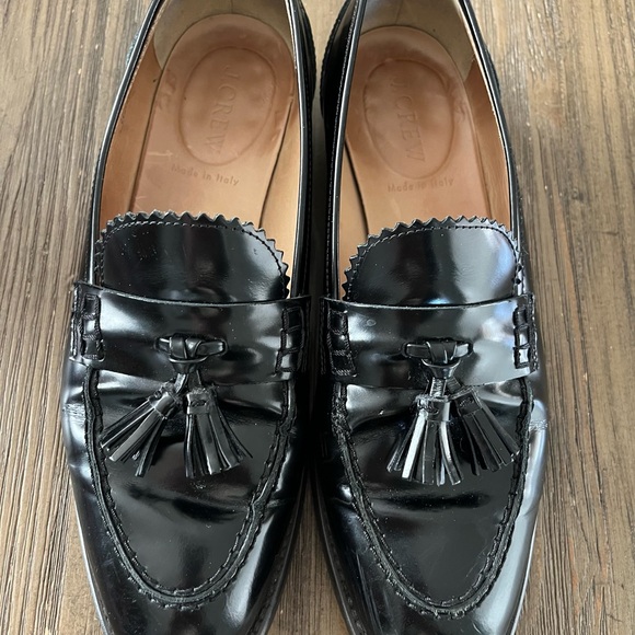 J Crew Black Leather Tassel Loafers ~ Sz 7.5 - Picture 7 of 16